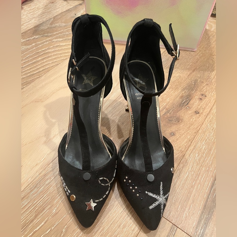Unique black heels with straps